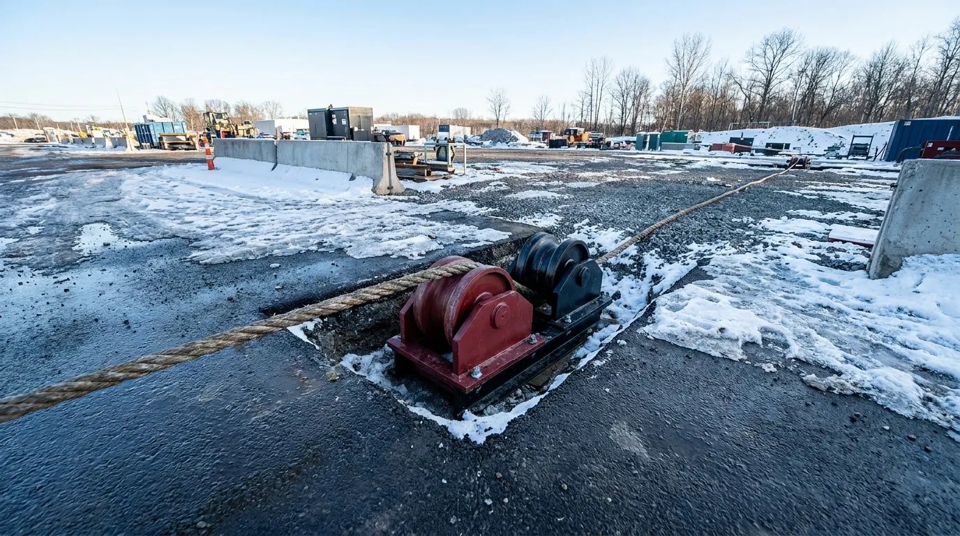угловые ролики направляют тяговый канат